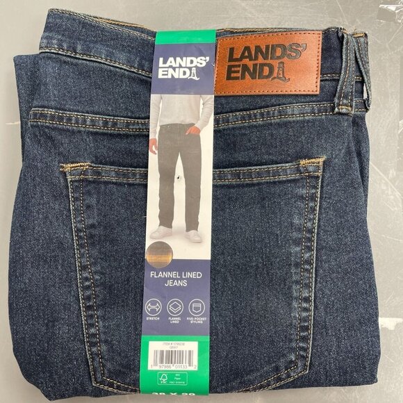 NEW Lands' End Men's 38x29 Flannel Lined Jeans Blue Denim Straight Leg - Picture 4 of 8